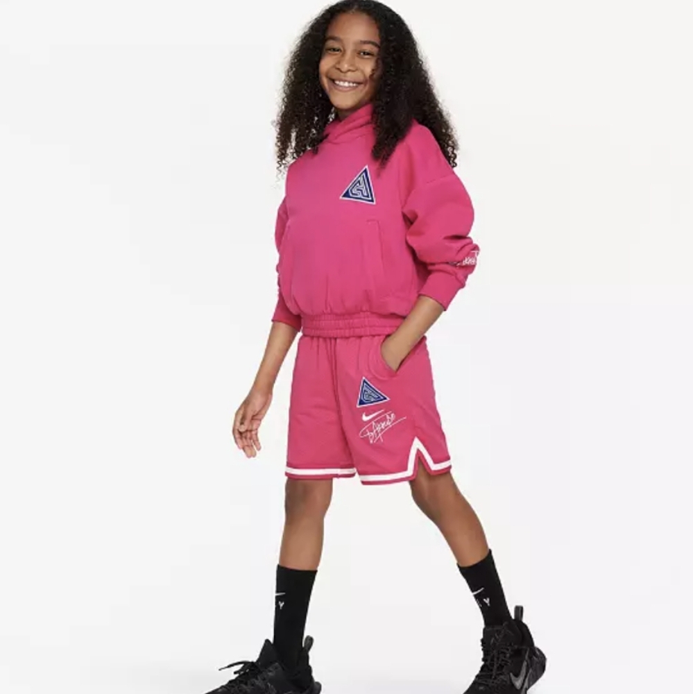 Nike Kids Bright Pink Athletic Shorts with White Trim